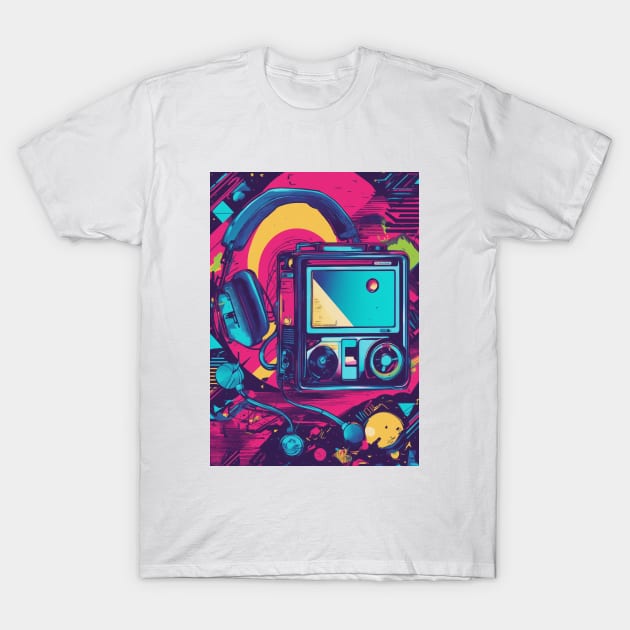 80's Music Digital Art T-Shirt by LENTEE